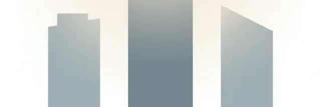 A faint haze hanging over a simplified city skyline in muted greys and soft blues, flat vector illustration.