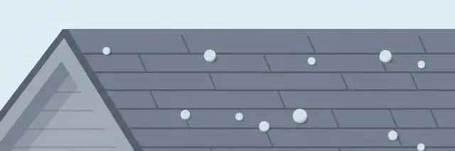 Hailstones on a rooftop, flat vector illustration in muted tones.