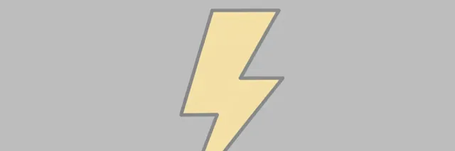 A single stylized lightning bolt rendered as a flat geometric zigzag against a muted sky, vector illustration.